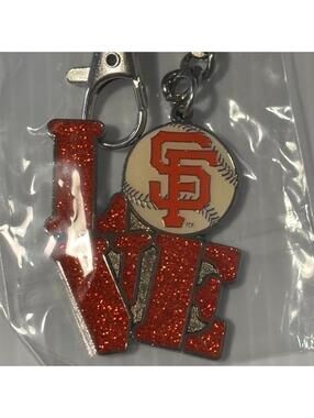 San Francisco Giants Glitter “SF” Baseball Keychain NWT